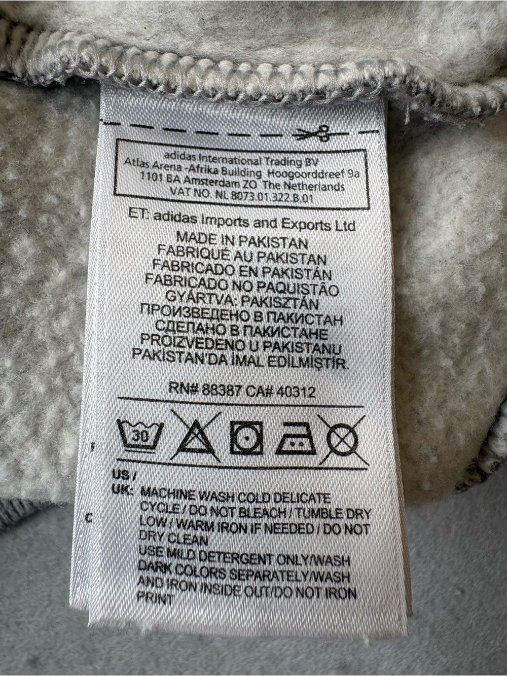 adidas Light Gray Crewneck Sweatshirt with White Trefoil unisex sz S - Picture 5 of 10